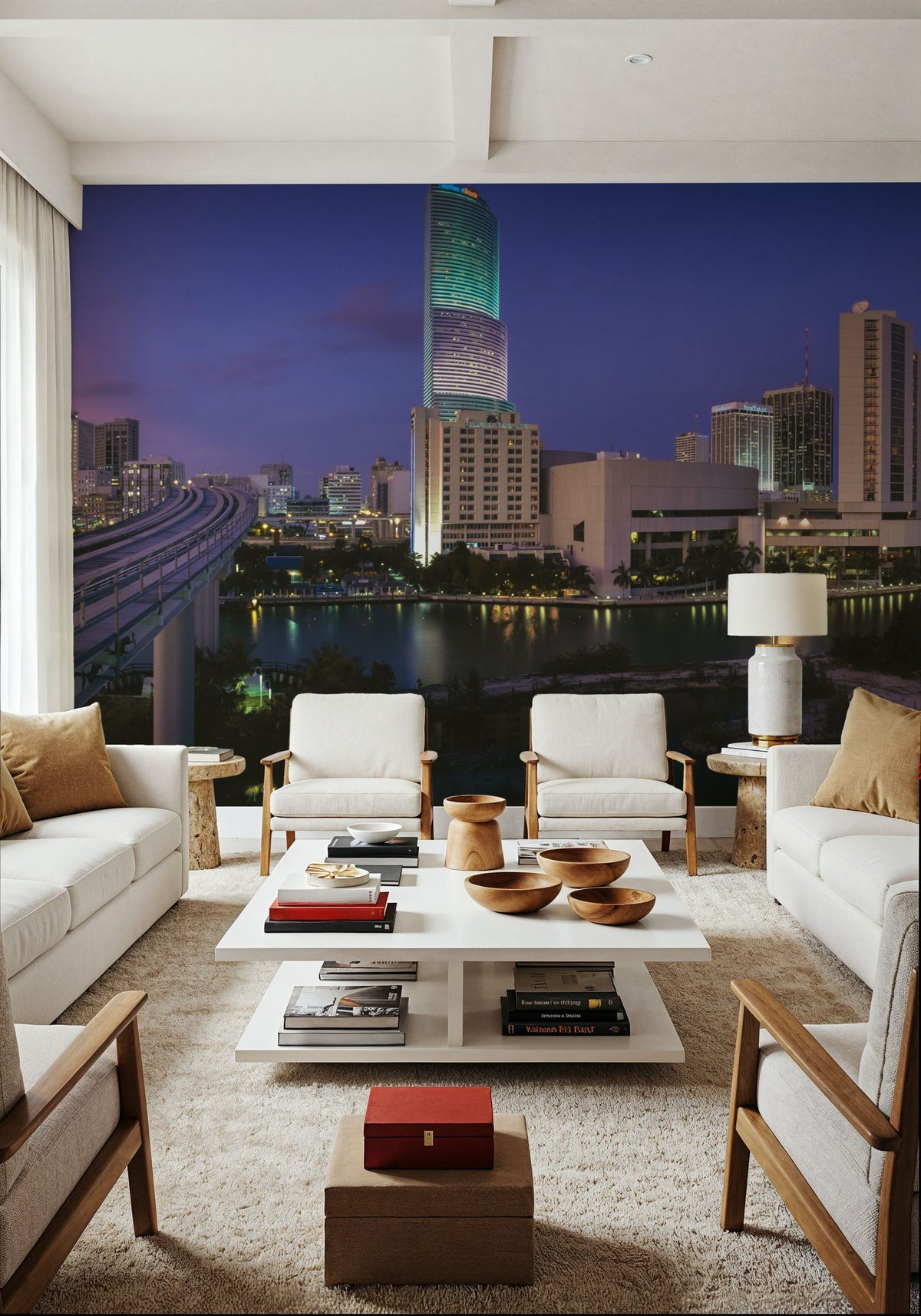 Sunset Blue Twilight Metropolis Mural Wallpaper - room preview 03