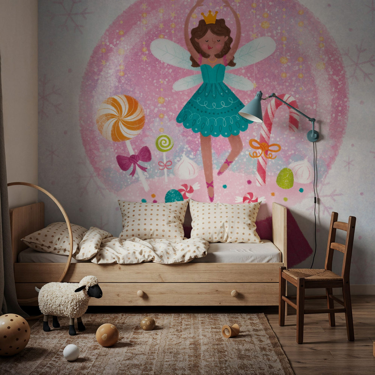 Sugar Plum Snowglobe Mural Wallpaper - room preview 03