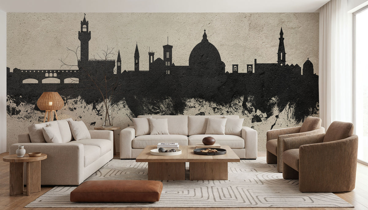 Florence Italy Skyline Concrete Mural Wallpaper - room preview 03