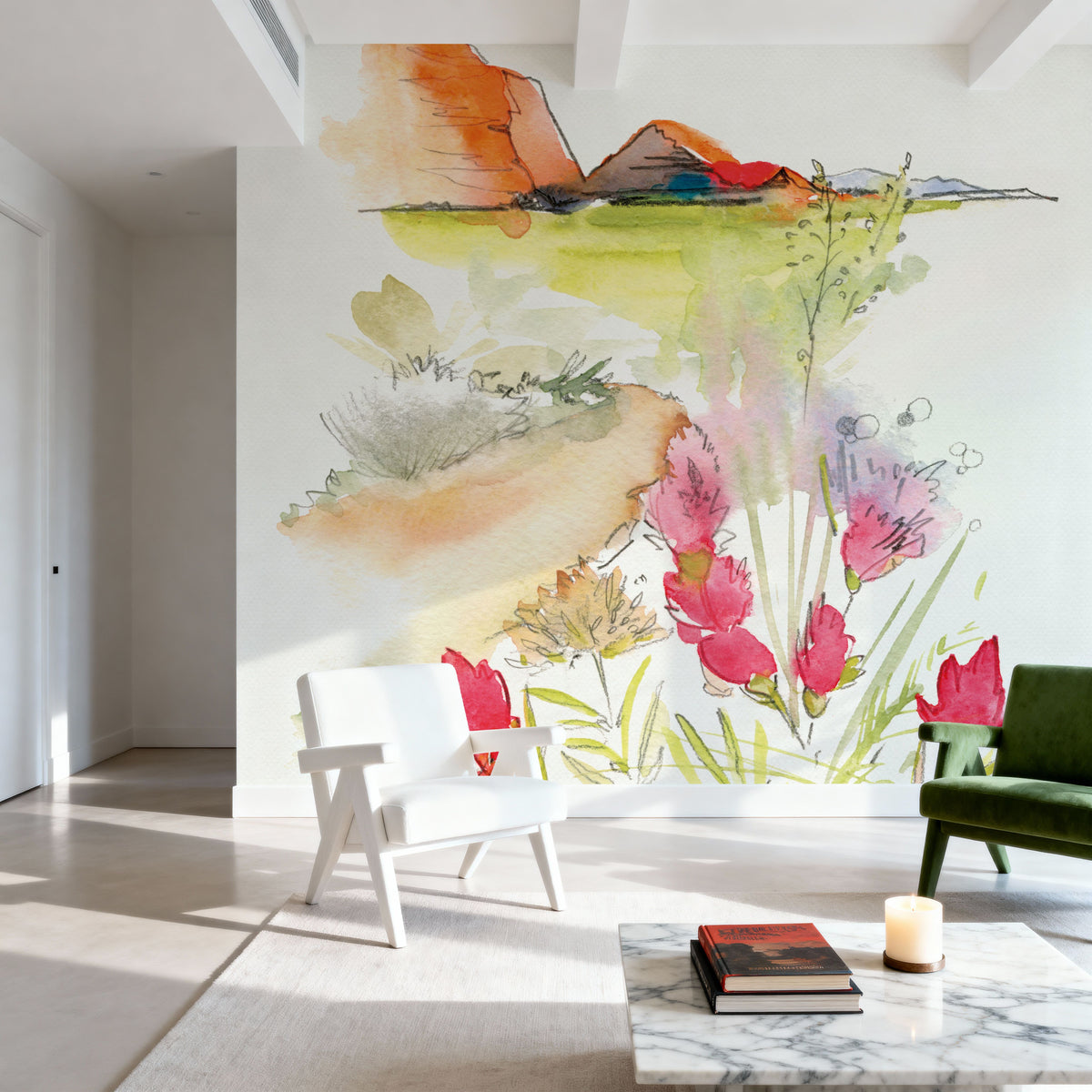 Desert Blooming Mural Wallpaper - room preview 03