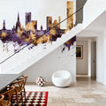 Salford England Skyline Purple & Gold Mural Wallpaper - room preview 03