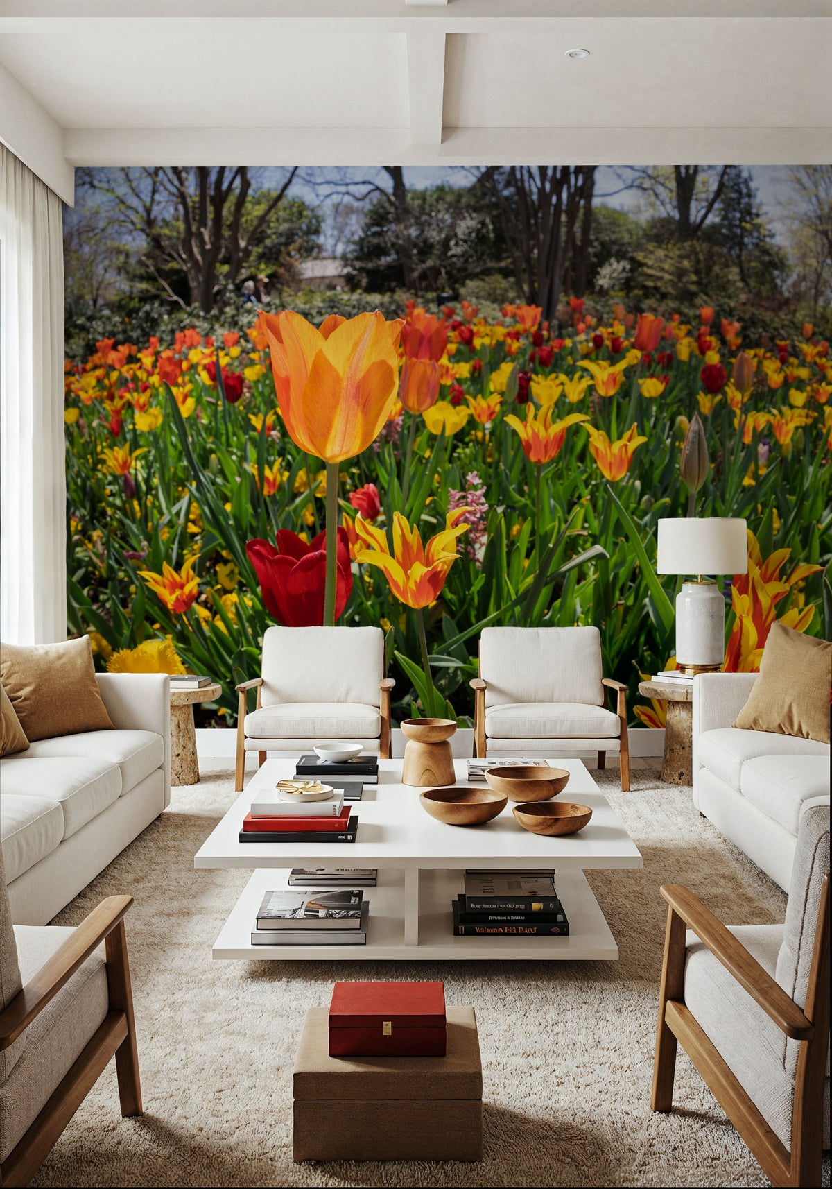 Vibrant Tulip Bloom Mural Wallpaper - room preview 03