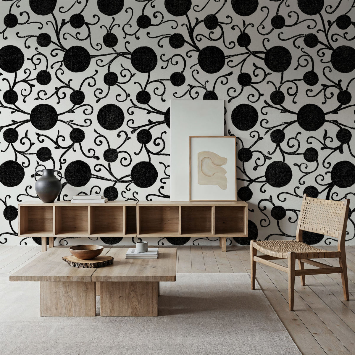Botanical Black Mural Wallpaper - room preview 03