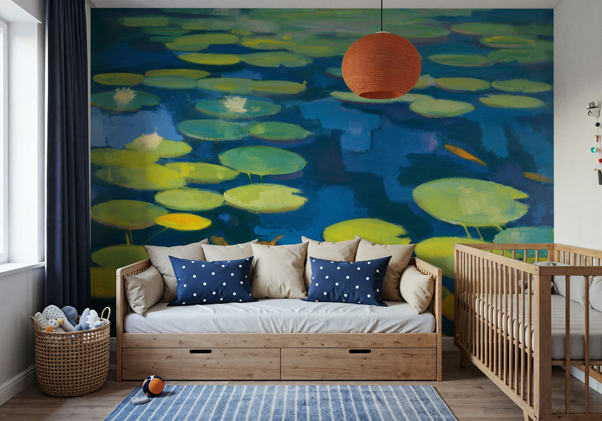 Lily Pond with Koi Mural Wallpaper - room preview 03