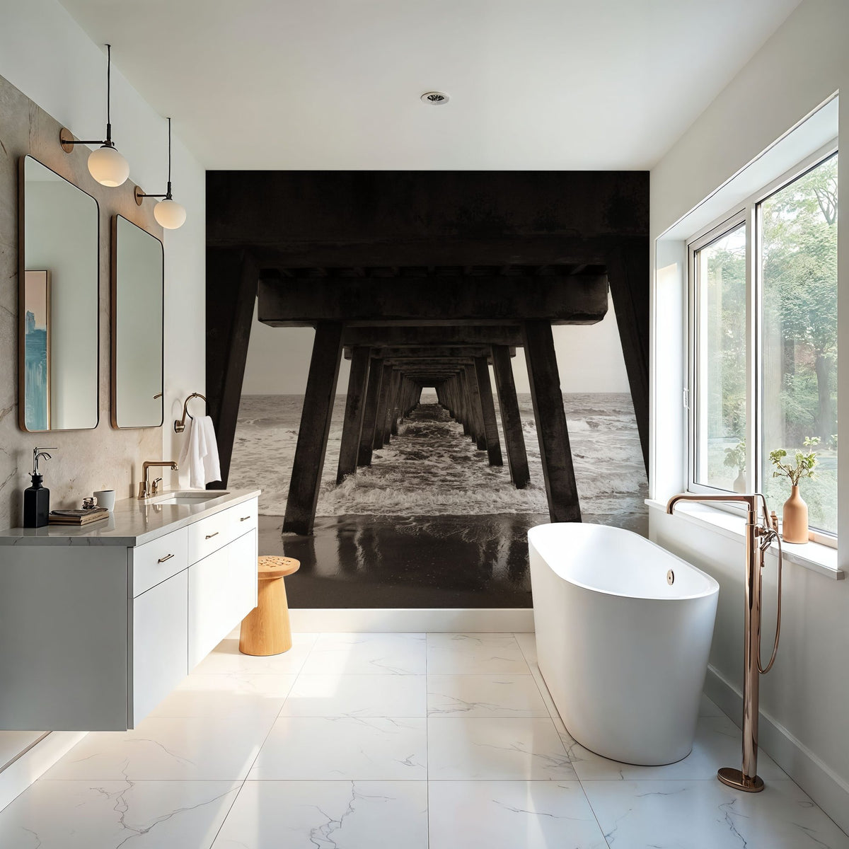 Atlantic Ocean Pier Mural Wallpaper - room preview 03