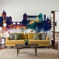 Rome Italy Skyline Blue & Bronze Mural Wallpaper - room preview 03