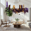 Santiago De Chile Skyline Purple & Gold Mural Wallpaper - room preview 03