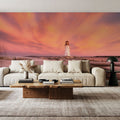 Peggy's Cove Lighthouse Mural Wallpaper - Red Tone - room preview 03