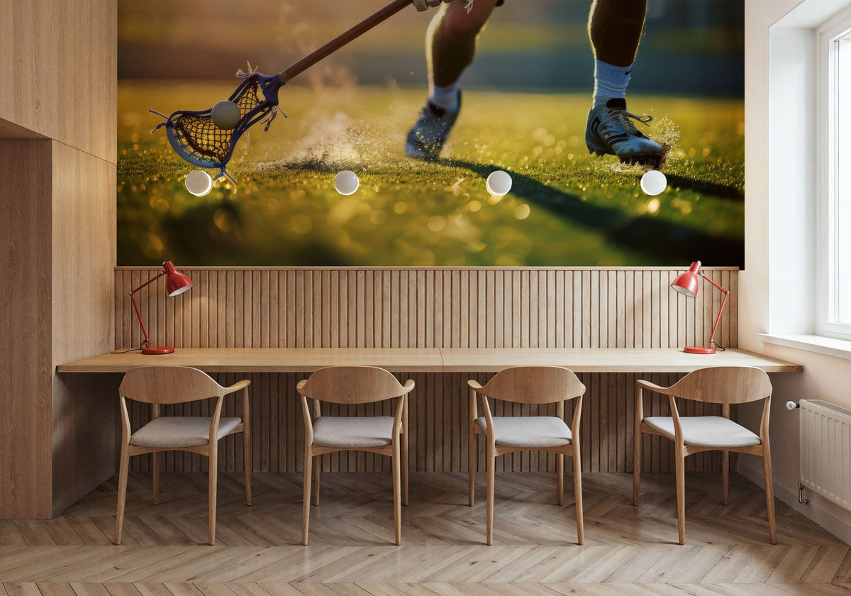 Lacrosse Action Mural Wallpaper - room preview 03