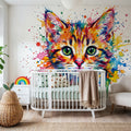 Kitten - Watercolor Spirit Animals Series Mural Wallpaper - room preview 03