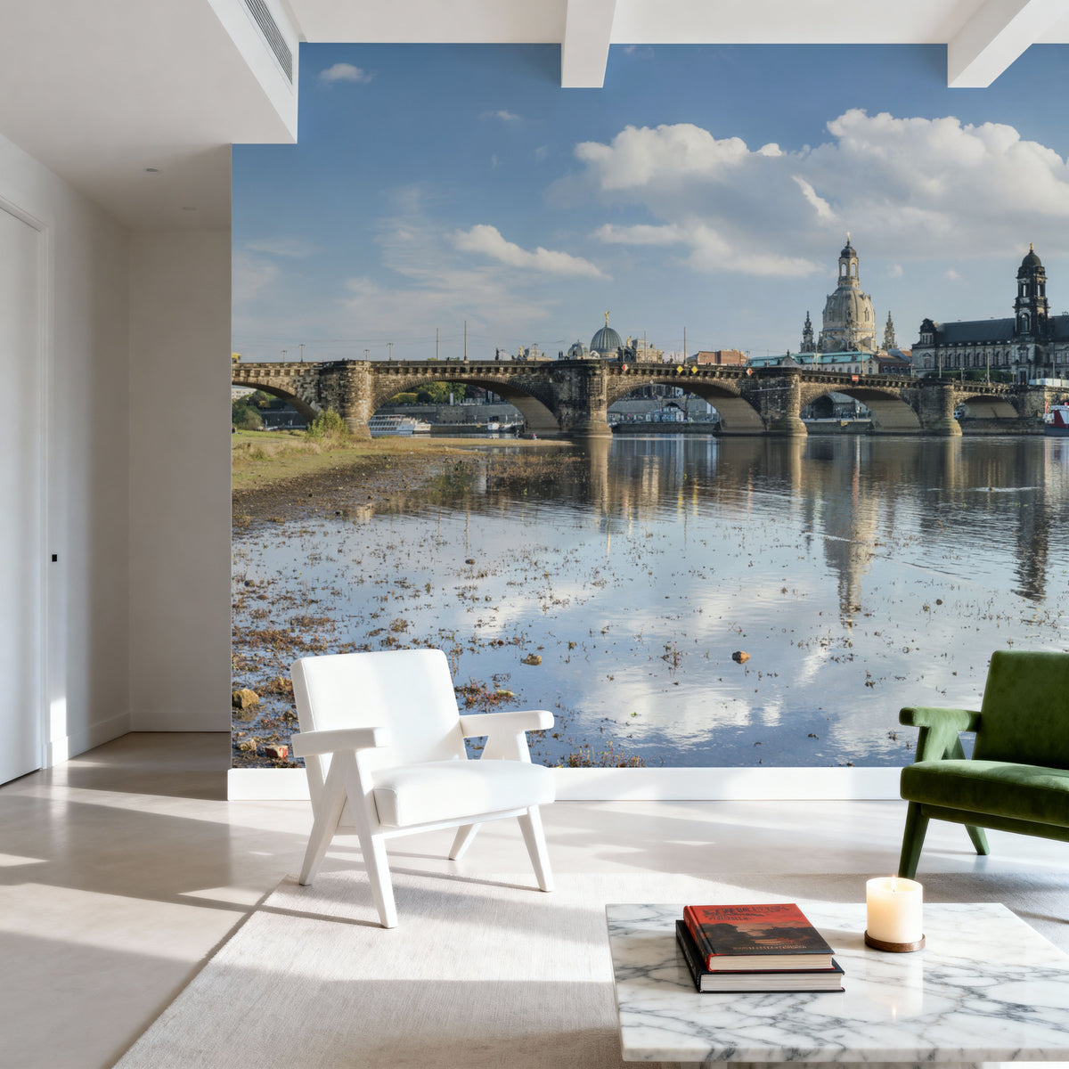 Stone Bridge Reflection Mural Wallpaper - room preview 03