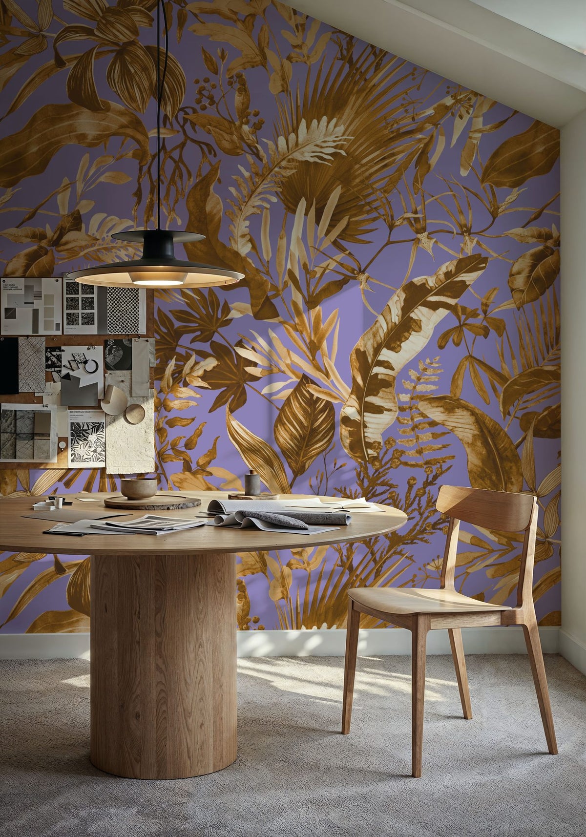 Bright Purple Leaves Mural Wallpaper - room preview 03