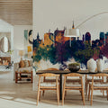 Malmö Sweden Skyline Blue & Bronze Mural Wallpaper - room preview 03