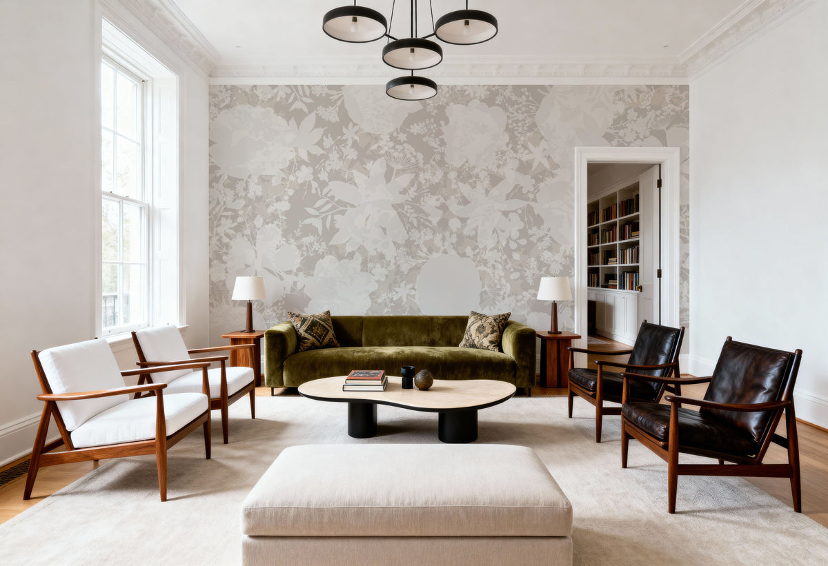 Flower Silhouette No Stain Mural Wallpaper - room preview 03