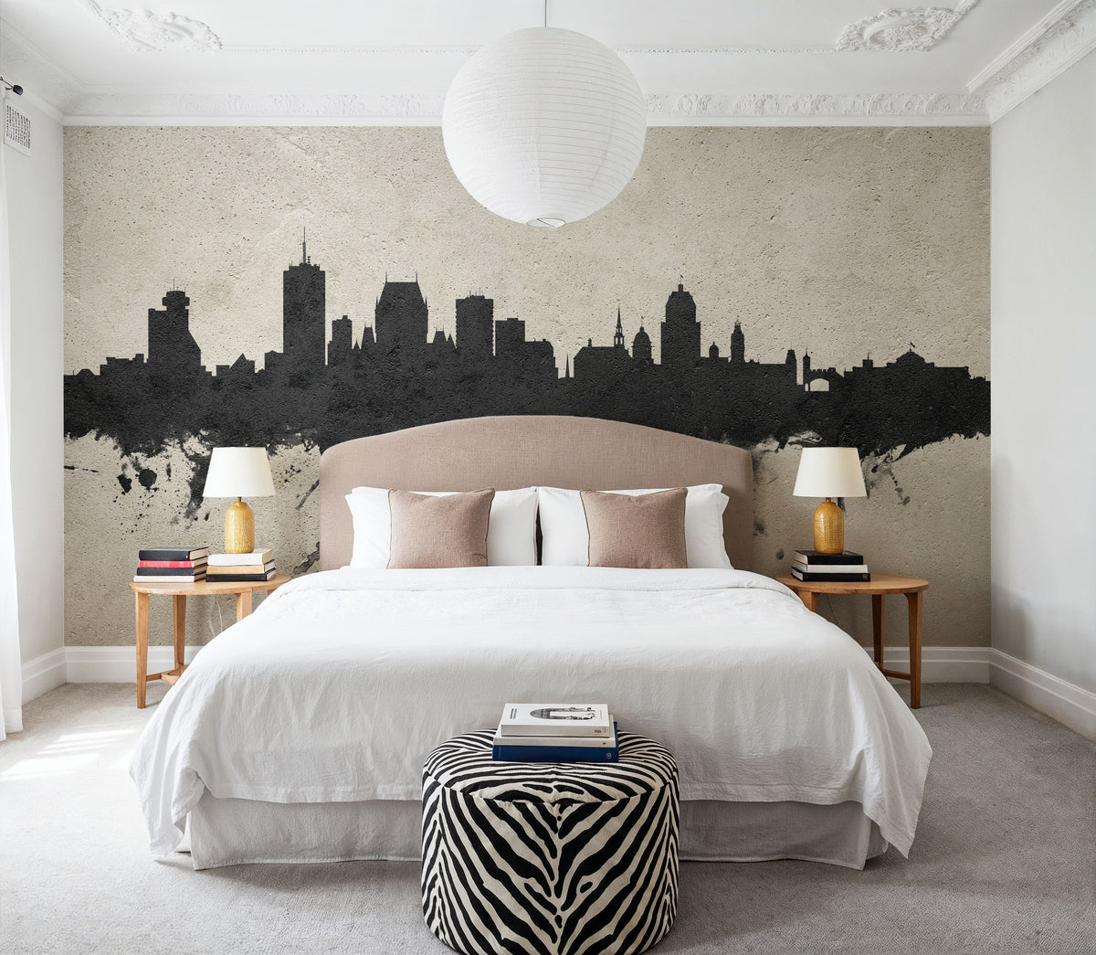 Quebec Canada Skyline Concrete Mural Wallpaper - room preview 03