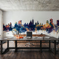 Ottowa Canada Skyline Blue & Bronze Mural Wallpaper - room preview 03