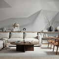 Concrete Shapes White Mural Wallpaper - room preview 03