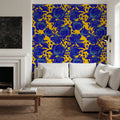 Pop Peonies, Yellow & Blue Mural Wallpaper - room preview 03