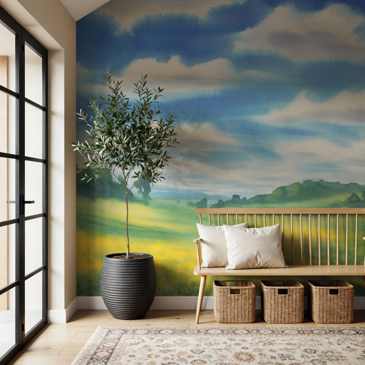 Landscape Wallpaper Mural – Scenery Wall Mural – Meadow Path wall measurement