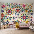 Floral Fiesta White I Mural Wallpaper - room preview 03