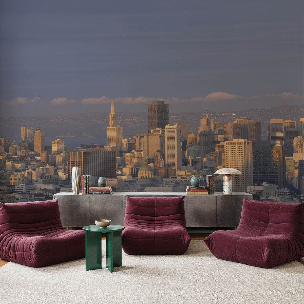 Golden Metropolis Dusk II Mural Wallpaper - room preview 03