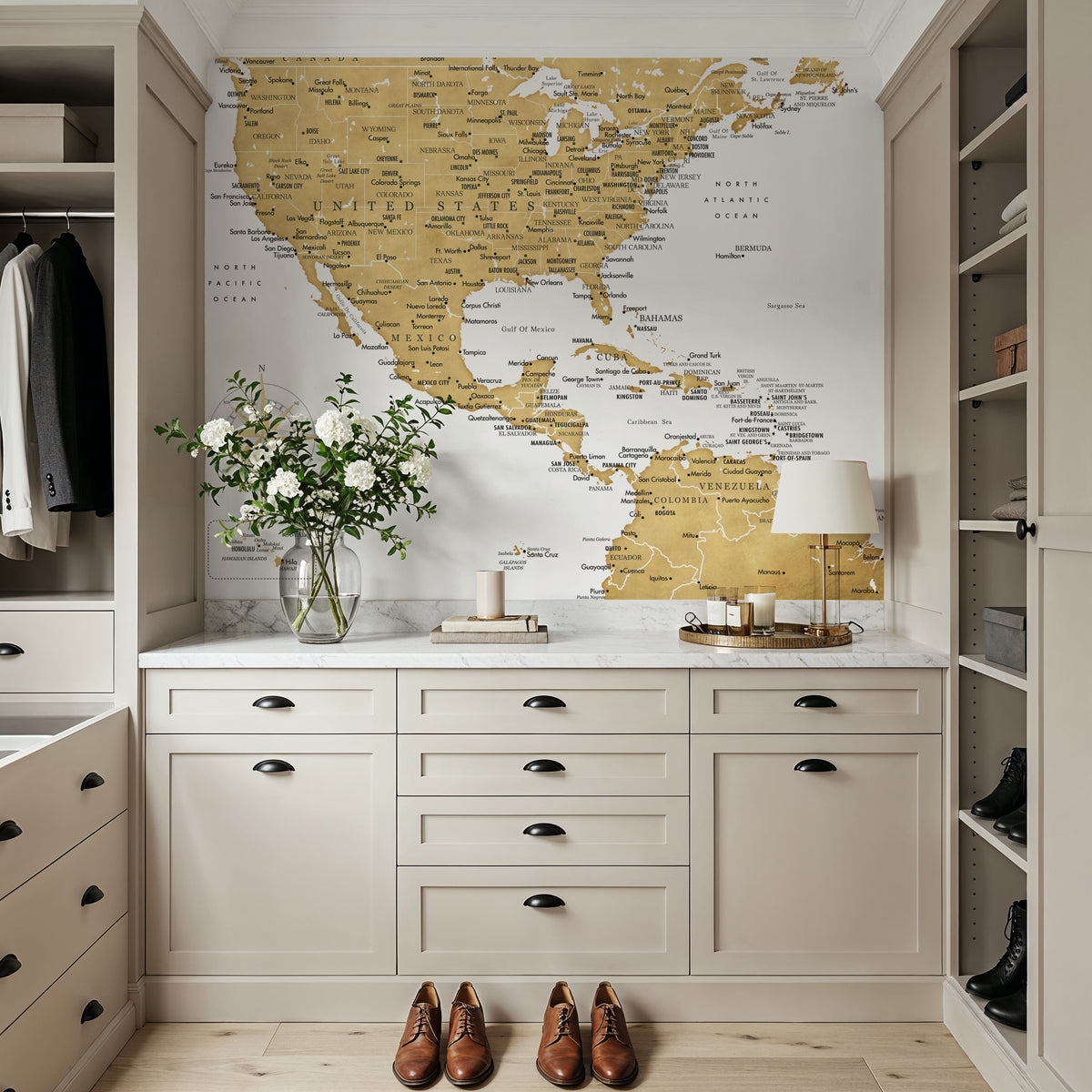 US Mexico Caribbean Map - Rosie Mural Wallpaper - room preview 03