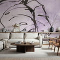 Midnight Plum Leaf I Mural Wallpaper - room preview 03