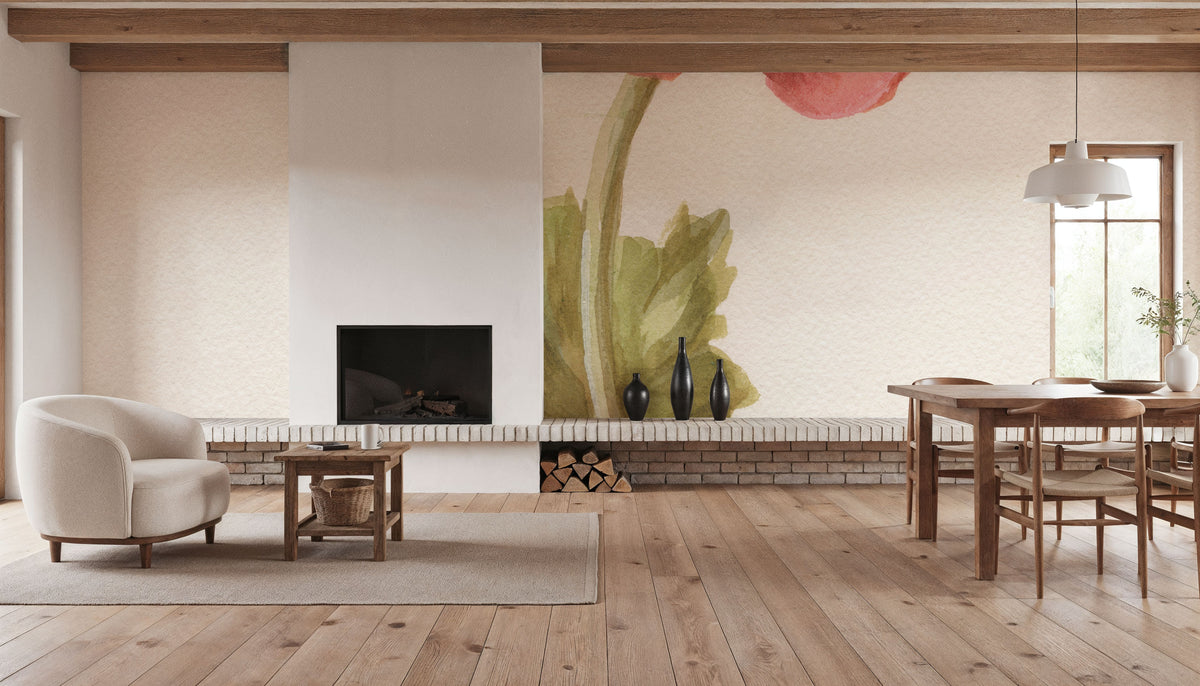 Garden Poppy Mural Wallpaper - room preview 03