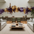 Córdoba Spain Skyline Purple & Gold Mural Wallpaper - room preview 03