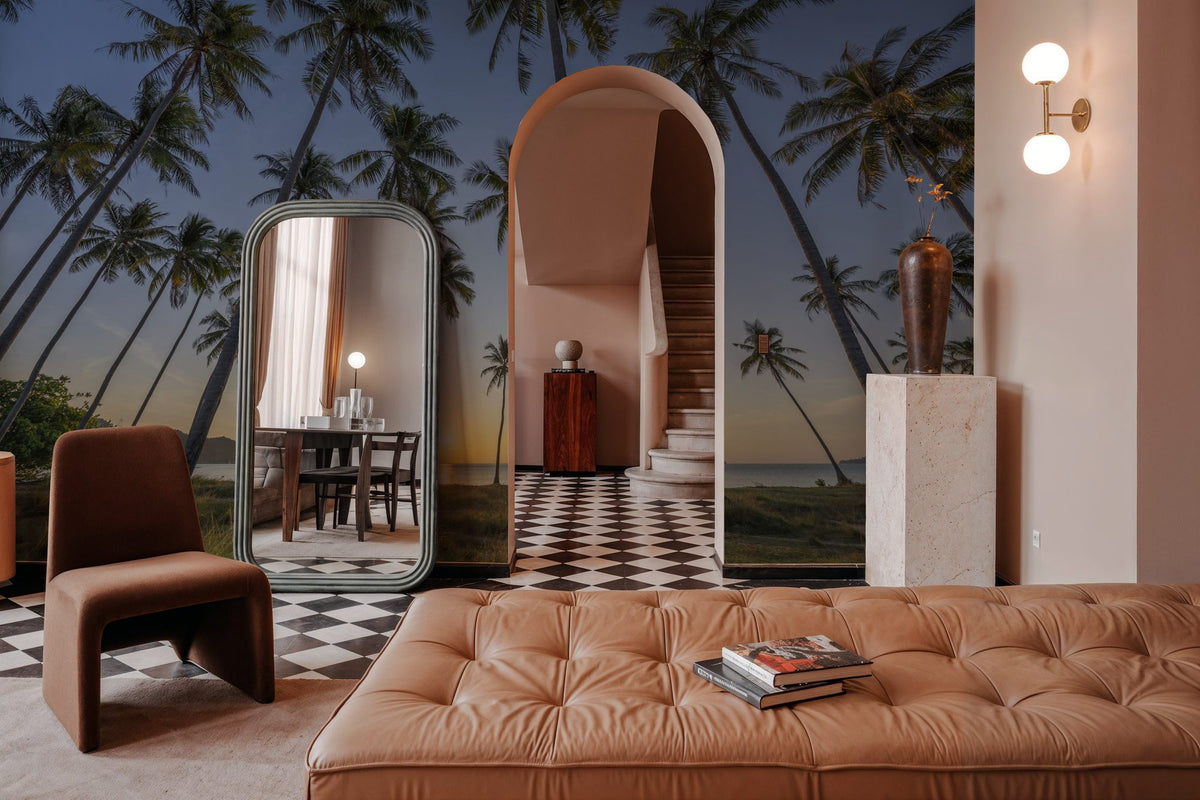 Golden Hour Palms Mural Wallpaper - Neutral Tone - room preview 03