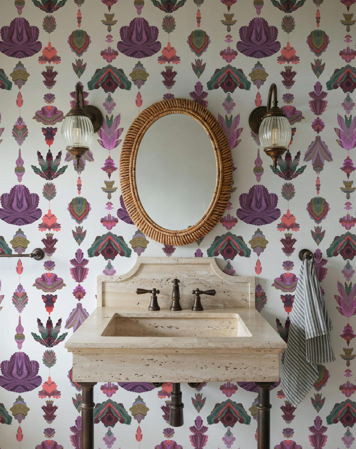 Marble Flowers, Periwinkle Mural Wallpaper - room preview 03
