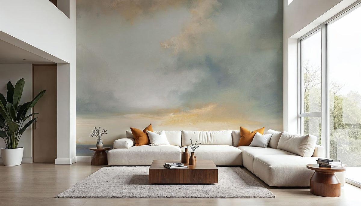 Shimmering Sea Gray Mural Wallpaper - room preview 03