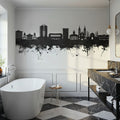 Paramaribo Suriname Skyline Black & White Mural Wallpaper - room preview 03