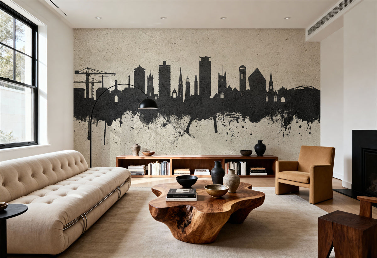 Plymouth England Skyline Concrete Mural Wallpaper - room preview 03