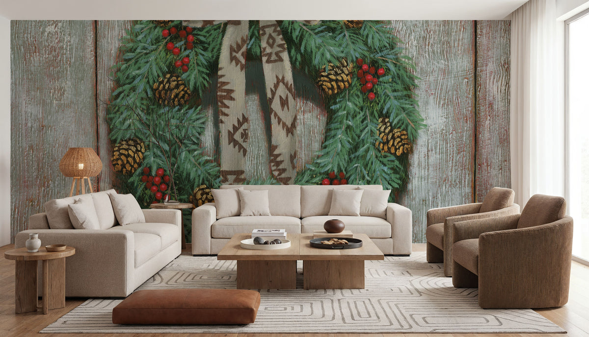 Western Christmas Mural Wallpaper - room preview 03