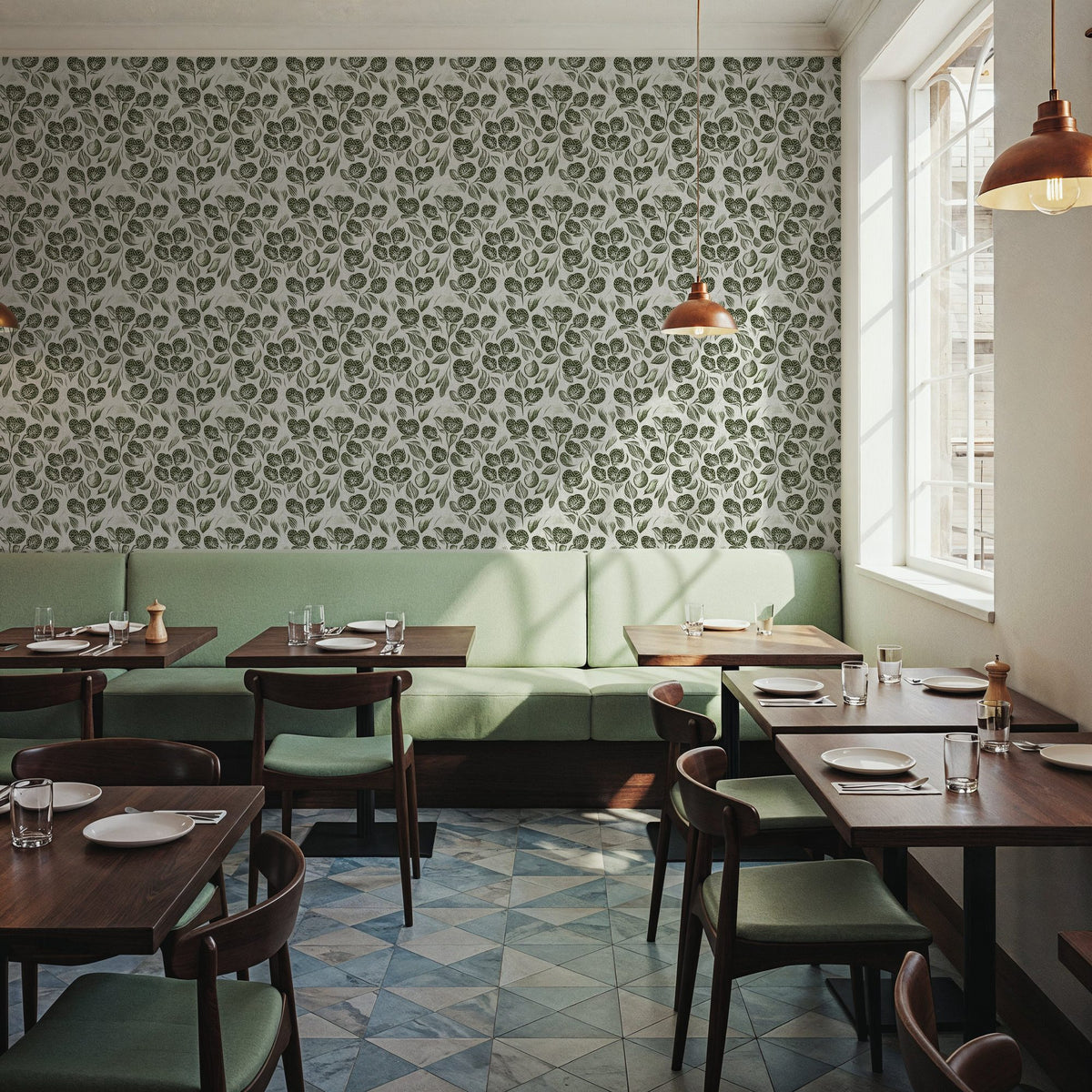 Moulin, Forest Green Mural Wallpaper - room preview 03