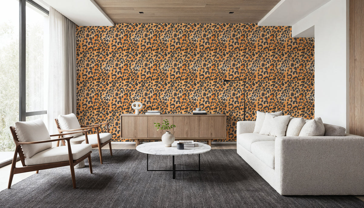 Summer Paws Orange Mural Wallpaper - room preview 03