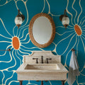 Cool Fluid Flowers Mural, Turqouise Mural Wallpaper - room preview 03
