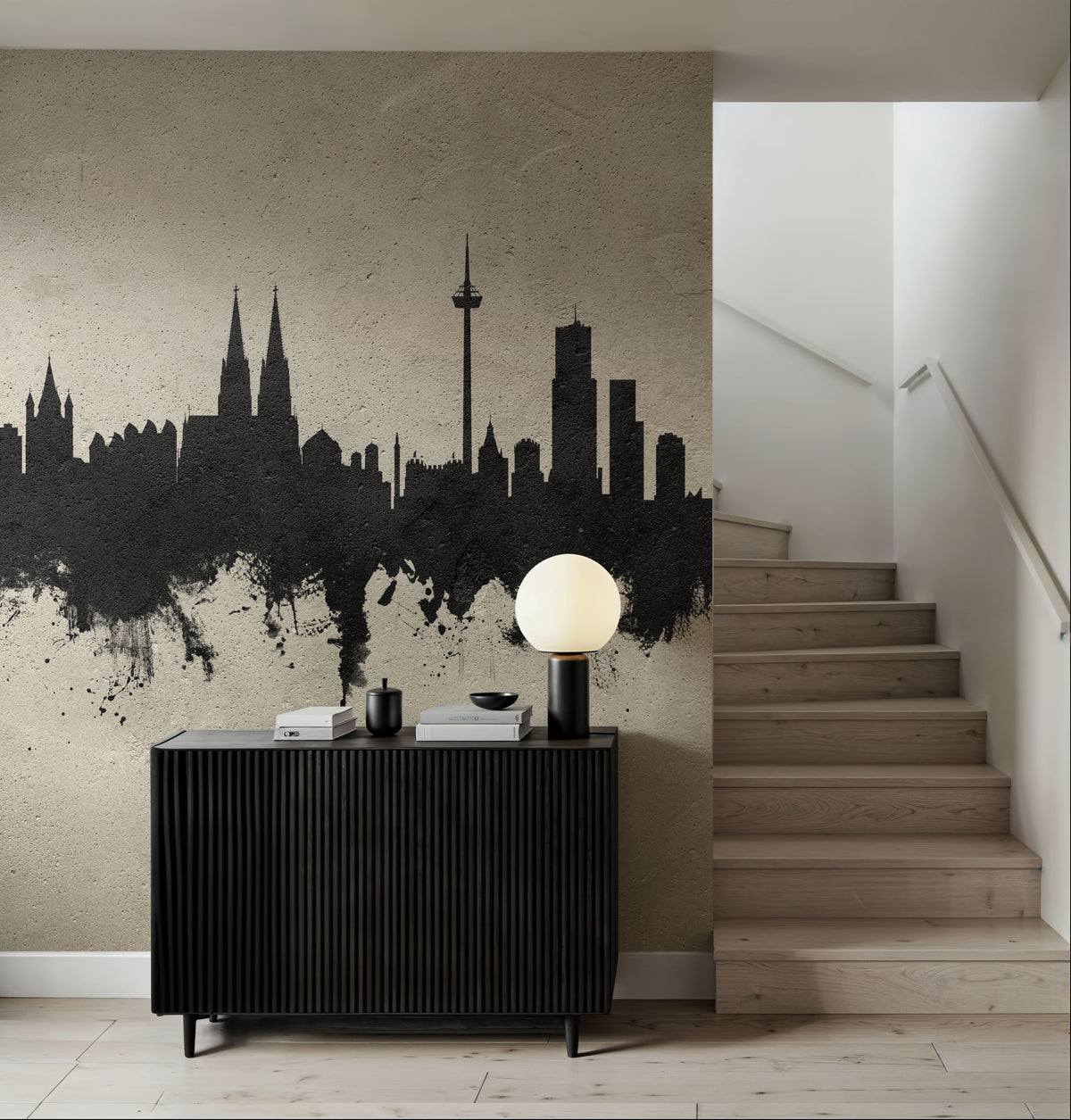 Cologne Germany Skyline Concrete Mural Wallpaper - room preview 03