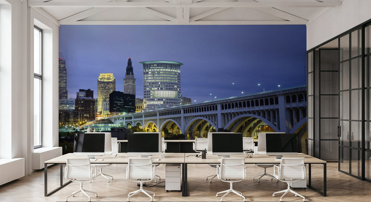 Twilight Bridge Mural Wallpaper - room preview 03