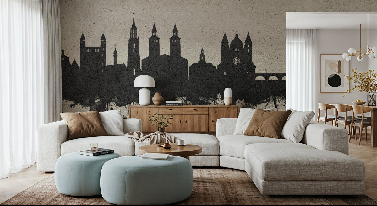 Maastricht the Netherlands Skyline Concrete Mural Wallpaper - room preview 03