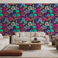 Meadow in Oil Pastel, Cerise Mural Wallpaper - room preview 03