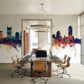 Nashville Tennessee Skyline Blue & Bronze Mural Wallpaper - room preview 03