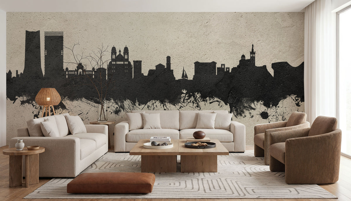 Marseille France Skyline Concrete Mural Wallpaper - room preview 03
