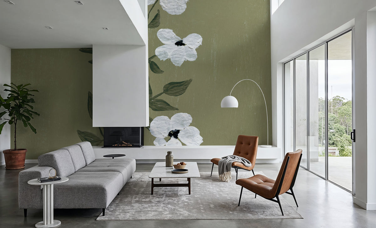 Pretty Little Flower III Avocado Mural Wallpaper - room preview 03