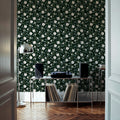 Trailing Morning Glory, Dark Green Mural Wallpaper - room preview 03
