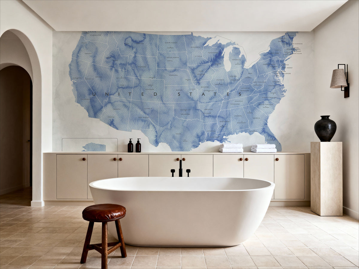 US State Map - Iria Wash Mural Wallpaper - room preview 03