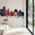 Jackson Mississippi Skyline Blue & Bronze Mural Wallpaper - room preview 03