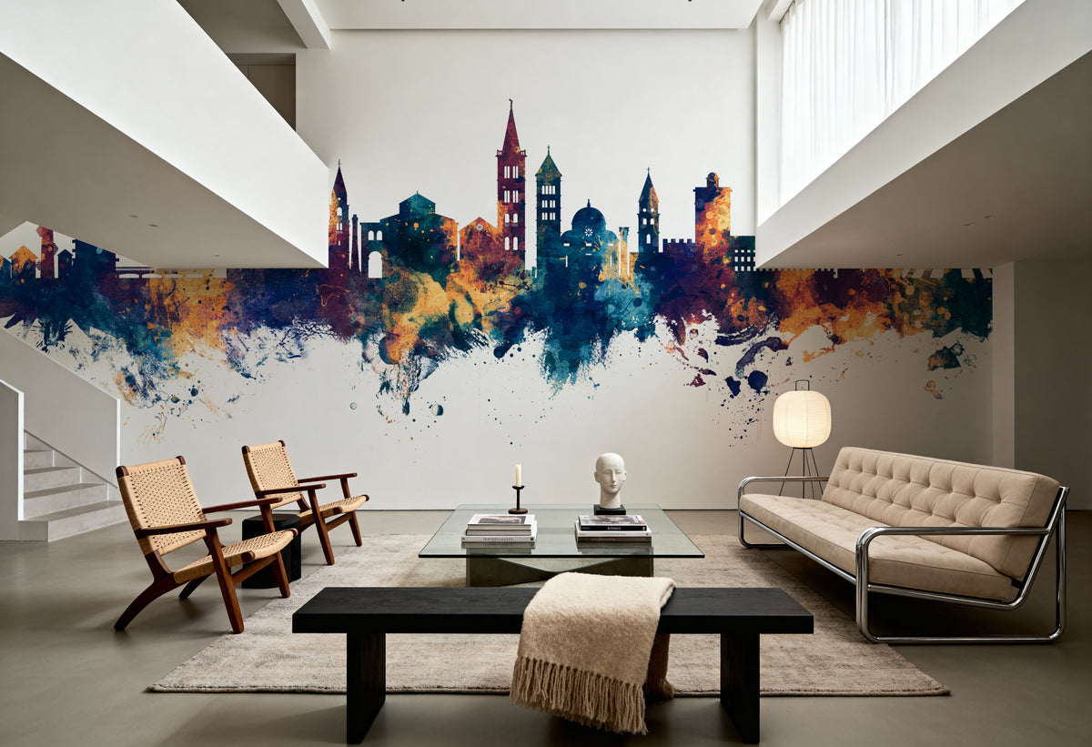 Zadar Croatia Skyline Blue & Bronze Mural Wallpaper - room preview 03