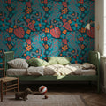 Otomi Cool Tigers, Coral & Teal Mural Wallpaper - room preview 03